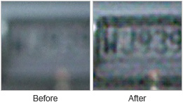 Image with a normal amount of noise before and after focusing