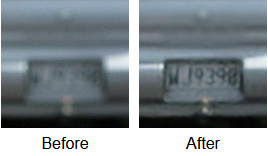 Forensic out-of-focus blur before and after Focus Magic